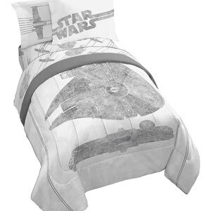 Star Wars Millennium Falcon Comforter Set - White and Gray